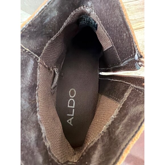 ALDO Men’s Brown Leather Ankle Boots Sz 12 Harness Buckle Zip Pre-owned Portugal - Picture 11 of 16